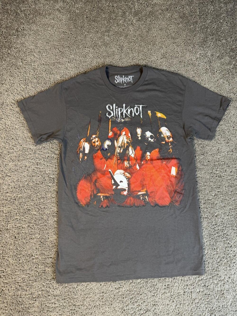 Slipknot Shirt Mens M Gray Graphic Crew Neck Cotton Regular Fit Back Print